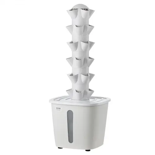 VEVOR Hydroponik-Turm, 30 Pods, Hydrotower 6 Ebenen, Hydroponik-Anbausystem-Set mit App-Steuerung, 20-L-Wassertank & Pumpe, Hydroponic Tower, Hydrokultur für Kräuter, Obst & Gemüse – Bild 10