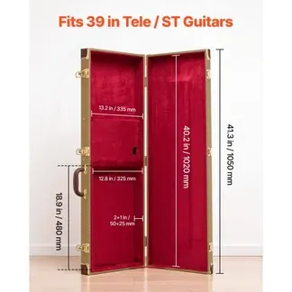 VEVOR E-Gitarrenkoffer für 39-Zoll-ST/Tele-Gitarren 105 cm Harschalenkoffer, Gitarrenkoffer aus Holz mit Schloss, Polsterung, Zubehörfach und Schlüssel, Rechteckiger Hartschalen-Formkoffer VEVOR E-Gitarrenkoffer für 39-Zoll-ST/Tele-Gitarren 105 cm Harschalenkoffer, Gitarrenkoffer aus Holz mit Schloss, Polsterung, Zubehörfach und Schlüssel, Rechteckiger Hartschalen-Formkoffer