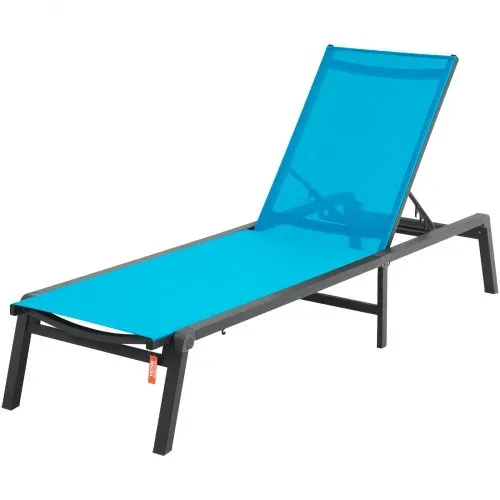 VEVOR Chaiselongue-Sessel für den Außenbereich, Aluminium-Terrassen-Loungesessel mit 5 verstellbaren Positionen, klappbarer Pool-Loungesessel mit Liegefunktion und komplett flacher Sonnenstuhl für Terrasse, Strand, Pool, Blau – Bild 9