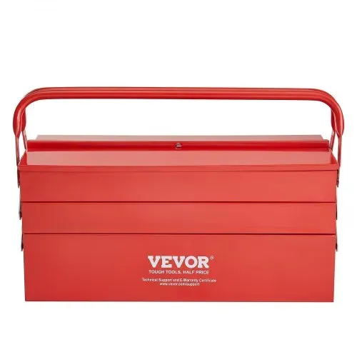 VEVOR Werkzeugkasten 457,2x200x215mm, 3-stöckig, 5-Fach, Werkzeugkiste mit Griff und Schlossloch, pulverbeschichteter Stahl, Werkzeugkoffer für Haushalt, Fabrik, Lager, Reparaturwerkstatt, rot – Bild 8
