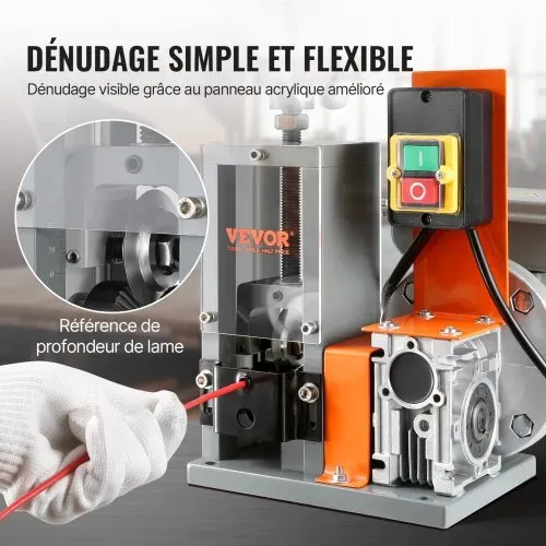 VEVOR Kabelabisoliermaschine Elektrisch φ1,5-25mm Kabelschälmaschine 180W Abisoliermaschine 18m pro Minute Geschwindigkeit Abisolierzange 65-Mn-Federstahl Klinge Ideal zum Abisolieren von Kupferdraht – Bild 2