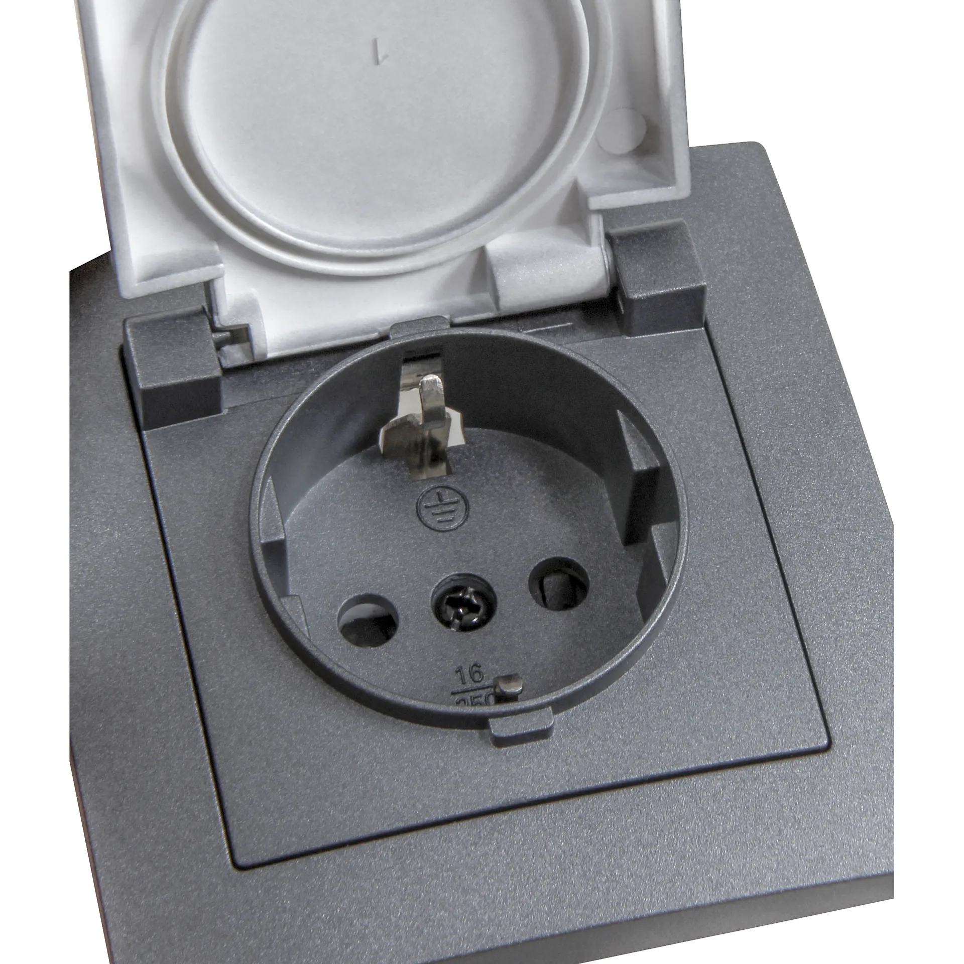 Schutzkontakt-Steckdose McPower ''Flair'', 250V~/16A, UP, IP44, anthrazit,2er-Pack – Bild 2