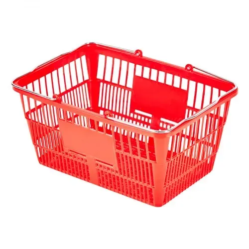 VEVOR Einkaufskorb, 12er-Pack, Tragekorb 21 L stapelbar, PE-Kunststoffkorb mit Metallgriffen, Verkaufskorb mit einer Tragfähigkeit von 9,07 kg, für Lebensmittelgeschäfte, Einzelhandel, Supermärkte – Bild 8