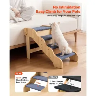 VEVOR Hundetreppe 740x430x500 mm, 4-stufige Hautiertreppe, klappbare Holztreppe geeignet für kleine, mittlere, große, ältere Haustiere sowie Welpen bis 68 kg, Hundeleiter für Betten, Sofas & Autos VEVOR Hundetreppe 740x430x500 mm, 4-stufige Hautiertreppe, klappbare Holztreppe geeignet für kleine, mittlere, große, ältere Haustiere sowie Welpen bis 68 kg, Hundeleiter für Betten, Sofas & Autos