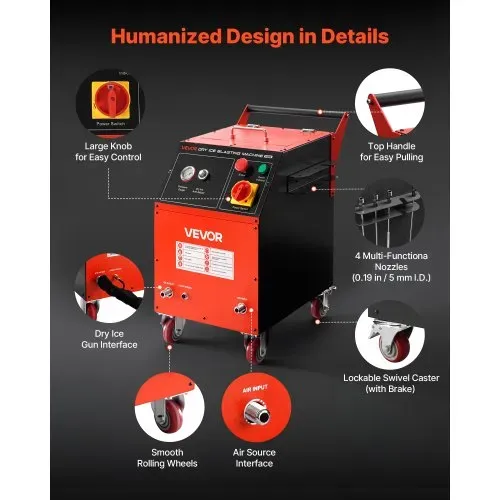 VEVOR Trockeneisstrahlgerät, 5kg, Trockeneis Strahlanlage 4 Düsen, Trockeneis-Blaster-Reinigung, Einstellbare Druckmenge, Trockeneisstrahlen-Reinigungsmaschine für Auto, Schiff, Luftfahrt, Chemie – Bild 5