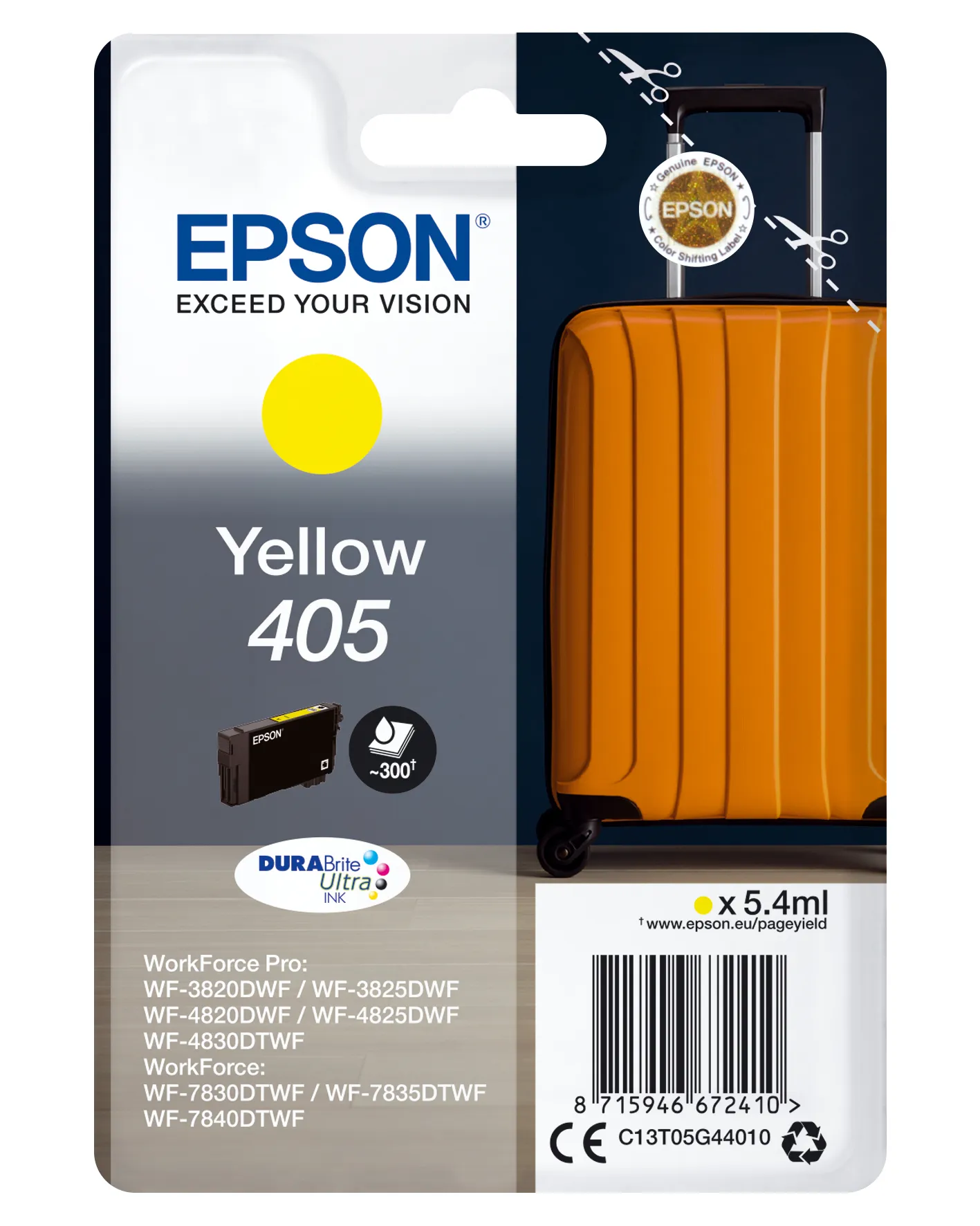 Epson Singlepack Yellow 405 DURABrite Ultra Ink Epson Singlepack Yellow 405 DURABrite Ultra Ink