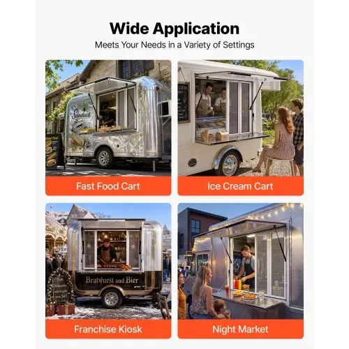 VEVOR Verkaufsfenster für Foodtrucks 915 x 915 x 110 mm Aluminiumlegierung, Konzessionsfenster Regenschutz, bis 85° Aufklappbar, Klappbarer Ablage, mit 4 Verschiebbaren Fliegengittern und Schlepphaken – Bild 5