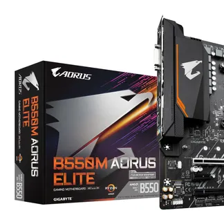 GIGABYTE B550M AORUS ELITE Mainboard – AMD Ryzen 5000 CPUs, 5+3 Phasen VRM, bis zu 4733 MHz DDR4, 1xPCIe 4.0 + 1xPCIe 3.0 M.2, 1GbE LAN, USB 3.2 Gen 1 GIGABYTE B550M AORUS ELITE Mainboard – AMD Ryzen 5000 CPUs, 5+3 Phasen VRM, bis zu 4733 MHz DDR4, 1xPCIe 4.0 + 1xPCIe 3.0 M.2, 1GbE LAN, USB 3.2 Gen 1