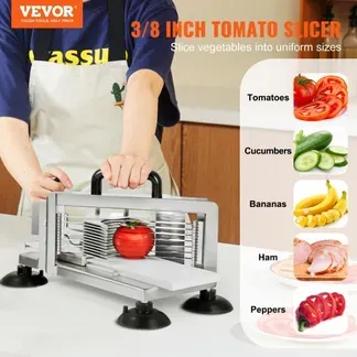 VEVOR Kommerzieller Tomatenschneider, 3/8 Zoll Tomatenschneider, Hochleistungs-Tomatenschneider aus Edelstahl, Manueller Gemüseschneider, zum Schneiden von Tomaten, Gurken, Bananen VEVOR Kommerzieller Tomatenschneider, 3/8 Zoll Tomatenschneider, Hochleistungs-Tomatenschneider aus Edelstahl, Manueller Gemüseschneider, zum Schneiden von Tomaten, Gurken, Bananen