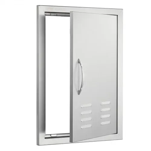 VEVOR Grill-Zugangstür, 610 x 431 mm, Einzelne Außenküchentür, Flächenbündig Montierte Edelstahltür, Vertikale Wandtür mit Griff, Lüftungsschlitzen und Haken, für Grillinsel, Grillstation – Bild 8