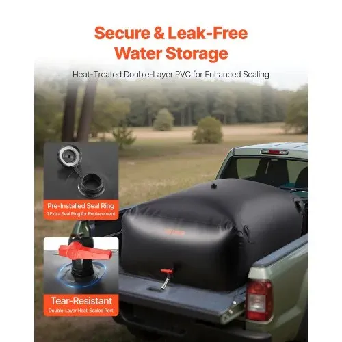 VEVOR Wasserspeicherblase, 1000 L Wassersack mit Wasserhahn, Faltbarer & Tragbarer Wasserbeutel aus 1000D PVC, Wasserspeicher für Bewässerungssystem, Trockenheitsresistenz & Katastrophenfälle, Schwarz – Bild 3