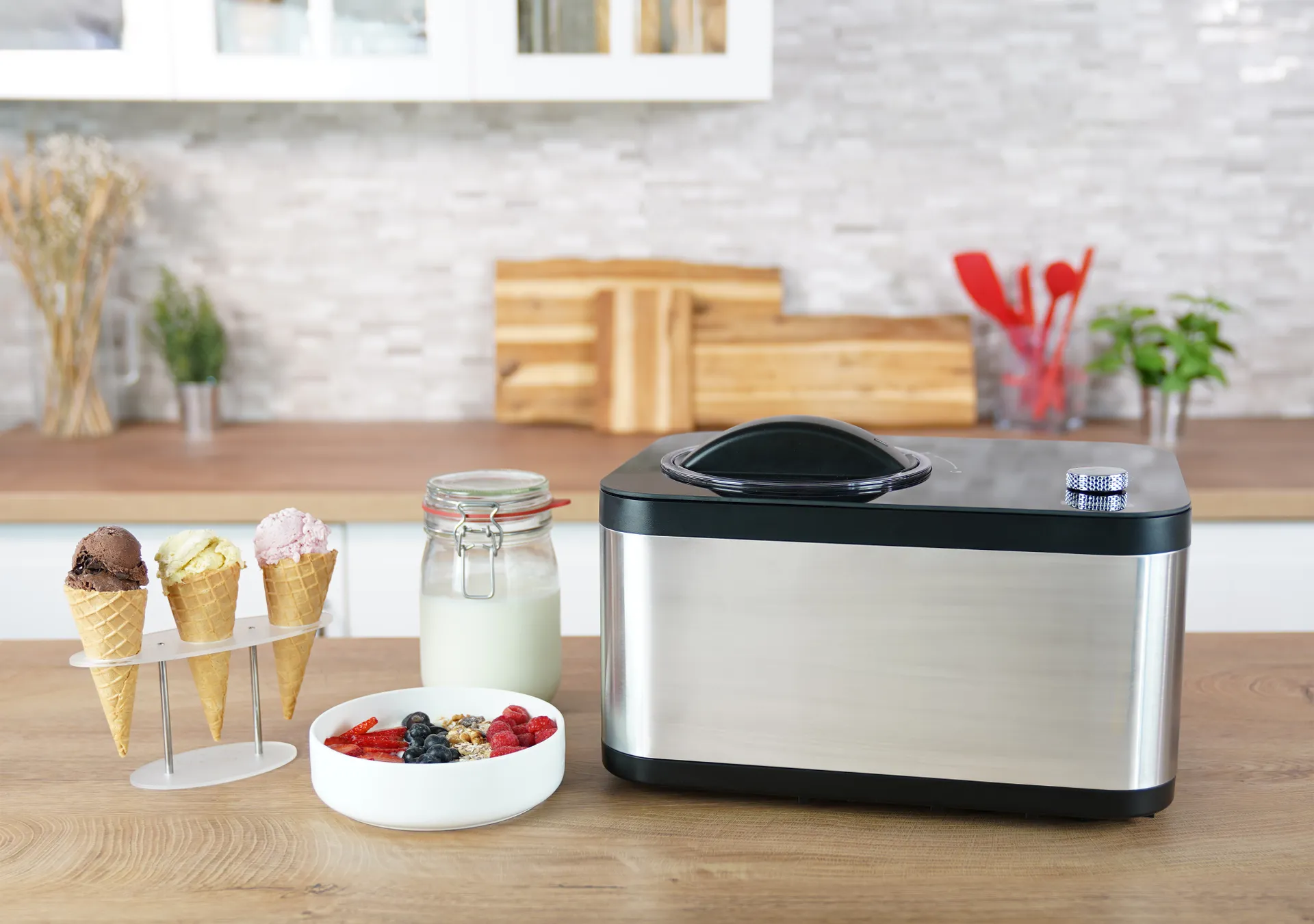 Unold 48826 Eismaschine & Joghurtbereiter EVA Kompressor Eismaschine 1,5 l 120 W Schwarz, Edelstahl – Bild 7