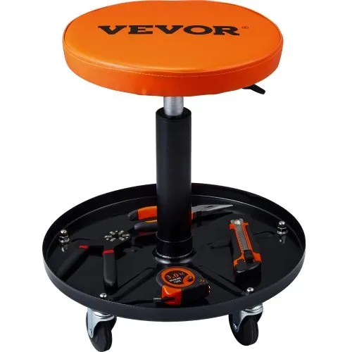 VEVOR Rollender Mechanikerhocker Werkstatthocker 113,4 kg, 406-559 mm Höhenverstellbarer Werkstattsitz, Werkstatthocker mit Werkzeugablage, für Garage, Geschäft, Autoreparatur, Schwarz + Orange VEVOR Rollender Mechanikerhocker Werkstatthocker 113,4 kg, 406-559 mm Höhenverstellbarer Werkstattsitz, Werkstatthocker mit Werkzeugablage, für Garage, Geschäft, Autoreparatur, Schwarz + Orange