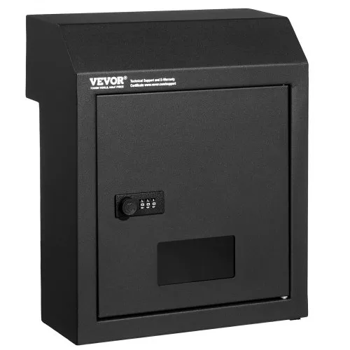 VEVOR Schlüsselkasten für die Tür, robuster Stahl-Briefkasten für die Tür mit 30,5 cm Zahlenschloss, Briefkasten, schwarz VEVOR Schlüsselkasten für die Tür, robuster Stahl-Briefkasten für die Tür mit 30,5 cm Zahlenschloss, Briefkasten, schwarz