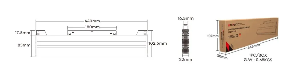MiBoxer MG2-20F-ZL V2 LED 48V Track Grille Light Foldable 20W CCT Zigbee 3.0 + 2,4G – Bild 6