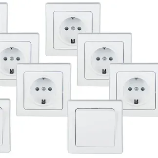 DELPHI Starter-Kit, 16-teilig, weiß 6x Steckdose, 2x Schalter, 8x Rahmen DELPHI Starter-Kit, 16-teilig, weiß 6x Steckdose, 2x Schalter, 8x Rahmen
