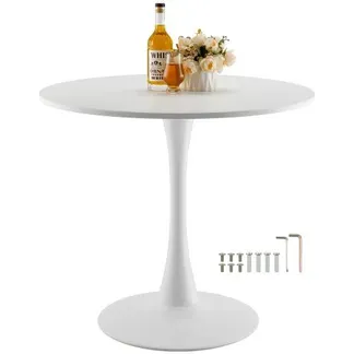 VEVOR runder Esstisch Küchentisch Holztisch (80 cm / 113,4 kg belastbar) für 2–4 Personen, moderne Bürotische mit Säulenfuß im Tulpendesign, für Küche zu Hause Wohnzimmer, weiß (nur Tisch) VEVOR runder Esstisch Küchentisch Holztisch (80 cm / 113,4 kg belastbar) für 2–4 Personen, moderne Bürotische mit Säulenfuß im Tulpendesign, für Küche zu Hause Wohnzimmer, weiß (nur Tisch)