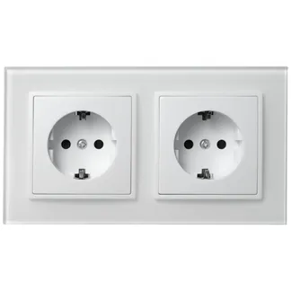 Steckdosen Set McPower Flair “Beginner 2S-Style Profi“ weiß + Glasrahmen, Steckanschluss Steckdosen Set McPower Flair “Beginner 2S-Style Profi“ weiß + Glasrahmen, Steckanschluss