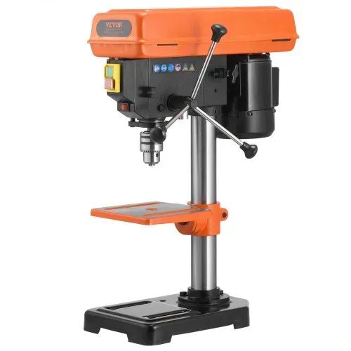 VEVOR 203,2 mm Tischbohrmaschine, 500 W Induktionsmotor, Säulenbohrmaschine mit 500 bis 2500 U/min einstellbarer Drehzahl, 0–45° neigbarer Arbeitstisch, LED, Standbohrmaschine für Holzmetall – Bild 9