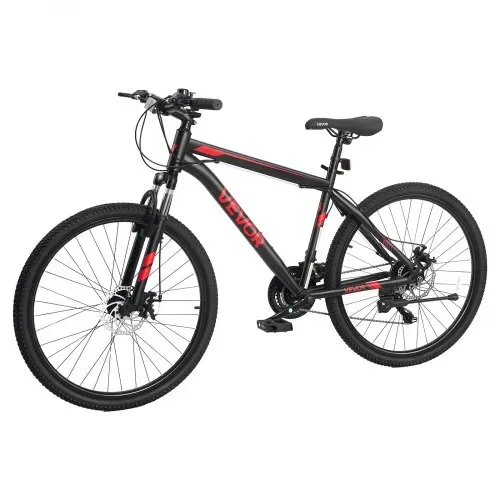 VEVOR Mountainbike für Damen Herren 26 Zoll Fahrrad 21-Gang Schwarz Rot Ideal für Erwachsene, Kohlenstoffstahlrahmen, mit Federgabel, 120 kg Tragkraft, Klingel, Reflektoren & Verstellbarem Sattel – Bild 8
