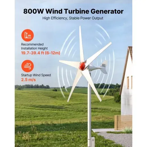 VEVOR 800W 12V Horizontale Windkraftanlage Windgenerator mit MPPT & PWM, 5 Rotorblätter, 3-Phasen-Wechselstrom, IP67 & Überladeschutz, Wind- & Solar-Hybridregler, Windturbine für Wohnhaus RV Marine VEVOR 800W 12V Horizontale Windkraftanlage Windgenerator mit MPPT & PWM, 5 Rotorblätter, 3-Phasen-Wechselstrom, IP67 & Überladeschutz, Wind- & Solar-Hybridregler, Windturbine für Wohnhaus RV Marine
