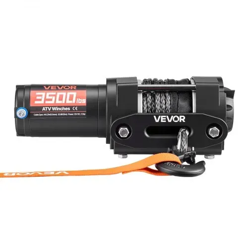 VEVOR Elektrische Seilwinde 1587 kg, 12 V DC Motorwinde mit 5,3 mm x 10 m Synthetikseil & Kabelgebundener Fernbedienung, IP55, Aluminiumgehäuse, Elektrowinde zum Abschleppen von ATVs, Schwarz – Bild 8