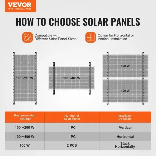 VEVOR 2er-Set Solarpanel-Halterungen 114 cm, 0 bis 90° verstellbare Solarmodul-Halterungen für 100-400 W Solarpaneel, leichte Aluminiumhalterungen mit klappbaren Neigungsbeinen für Wohnmobil, Boot VEVOR 2er-Set Solarpanel-Halterungen 114 cm, 0 bis 90° verstellbare Solarmodul-Halterungen für 100-400 W Solarpaneel, leichte Aluminiumhalterungen mit klappbaren Neigungsbeinen für Wohnmobil, Boot