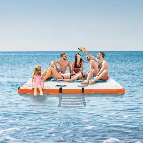 VEVOR Aufblasbares Schwimmdock, 2,43 x 1,82 m, Dockplattform, rutschfeste Wasserschwimmdockmatte mit tragbarer Tragetasche und abnehmbarer Leiter, schwimmende Plattform-Inselfloß für Pool, Strand – Bild 7