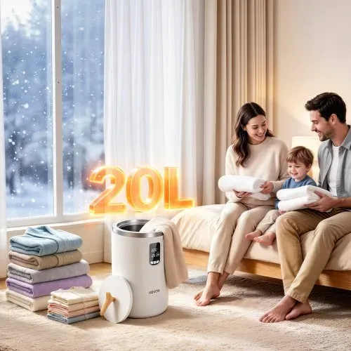 VEVOR Handtuchwärmer Eimer Wärmegerät 20 L mit LED-Anzeige & Einstellung (Timer & Temperatur) & Sicherheitsschloss, Towel Warmer für Badezimmer Waschküche Boden, zum Wärmen von Decken, Pyjamas – Bild 7