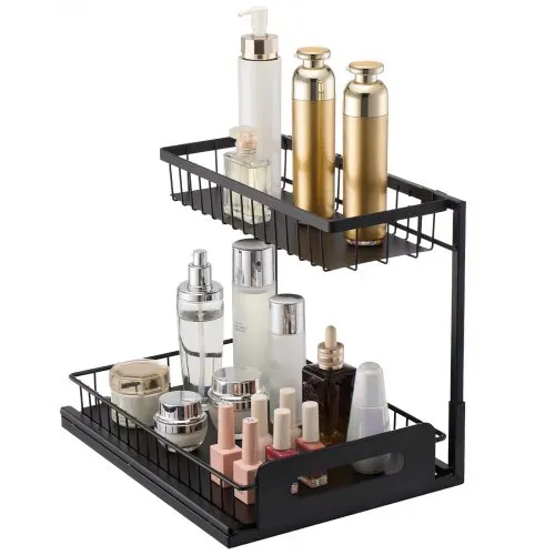 VEVOR Ausziehbarer Spülschrank-Organizer mit 2 Ebenen unter Waschbecken Regal (27x36 cm) Gewürzregal Küchenregal Lagerregal Organizer für Küche Badezimmer 317x394x330 mm (Installationsgröße) – Bild 9