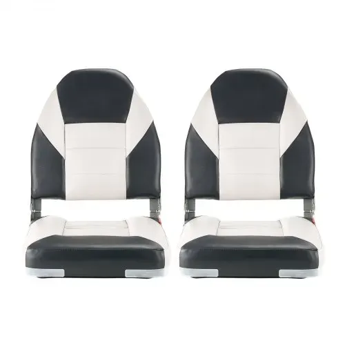 VEVOR 2 Stk. Bootssitz Bootsstuhl mit hoher Rückenlehne klappbarer Fischerbootsitz mit dickem Schwammkissen & wasserdichtem PVC-Leder, Scharniere aus Aluminiumlegierung, Schwarz & Grau – Bild 9