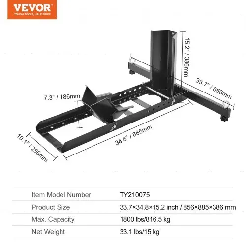 VEVOR Motorrad Vorderrad Unterlegkeil Motorrad Ständer 381–558,8 mm Einstellbar, Motorrad-Unterlegkeilständer Tragfähigkeit 816,5 kg, Geeignet für 76,2–203,2 mm Reifenbreite Vorne Paddock Ständer – Bild 6