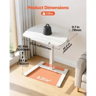 VEVOR Höhenverstellbarer Schreibtisch Computertisch 650x480x(740-1090)mm, Metallgestell, MDF-Tischplatte, 0-90° Neigbar, 15kg Belastbarkeit, Lenkrolle mit 2 Bremsen, Steh-Sitz Tisch für Büro Zuhause VEVOR Höhenverstellbarer Schreibtisch Computertisch 650x480x(740-1090)mm, Metallgestell, MDF-Tischplatte, 0-90° Neigbar, 15kg Belastbarkeit, Lenkrolle mit 2 Bremsen, Steh-Sitz Tisch für Büro Zuhause