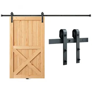 VEVOR 244cm Schiebetürbeschlag J-förmig Schiebetürsystem mit 2-teiligen Schienen 150kg Tragfähigkeit Laufschiene Ideal für Schiebetüren mit Türstärke von 32-45mm, Türbreite von 1,12–1,32m VEVOR 244cm Schiebetürbeschlag J-förmig Schiebetürsystem mit 2-teiligen Schienen 150kg Tragfähigkeit Laufschiene Ideal für Schiebetüren mit Türstärke von 32-45mm, Türbreite von 1,12–1,32m