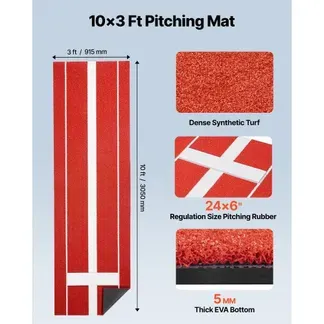 VEVOR Baseball-Schlagmatte Trainingsmatte (305 x 92 cm) Trainingspad Schlagkäfigmatte, Baseballmatte mit lichtechter Rasen & rutschfester Schaumstoffrückseite, tragbare Softballmatte Pitching Rot VEVOR Baseball-Schlagmatte Trainingsmatte (305 x 92 cm) Trainingspad Schlagkäfigmatte, Baseballmatte mit lichtechter Rasen & rutschfester Schaumstoffrückseite, tragbare Softballmatte Pitching Rot