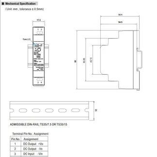 MEAN WELL Netzteil – 24V/0,63A IN: 18~75VDC -> OUT: 24V DC/DC-Wandler MEAN WELL Hutschiene MEAN WELL Netzteil – 24V/0,63A IN: 18~75VDC -> OUT: 24V DC/DC-Wandler MEAN WELL Hutschiene