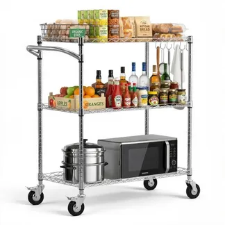 VEVOR Küchenwagen mit 3 Ebenen, Schwerlast-Servierwagen bis 300 kg, Rollwagen mit Höhenverstellbaren Drahtablagen und Griff, Metallregal auf Rollen für Küche, Garage & Waschküche, 890 x 453 x 1040 mm VEVOR Küchenwagen mit 3 Ebenen, Schwerlast-Servierwagen bis 300 kg, Rollwagen mit Höhenverstellbaren Drahtablagen und Griff, Metallregal auf Rollen für Küche, Garage & Waschküche, 890 x 453 x 1040 mm