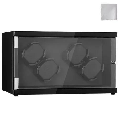 VEVOR Uhrenbeweger, Automatik-Uhrenbeweger, Watch Winder, Uhrenbeweger für Automatikuhren, Automatischer Uhrenbeweger mit Platz für 4 Uhren, LED Beleuchtung, Max. 20 cm Riemenlänge Schwarz – Bild 8
