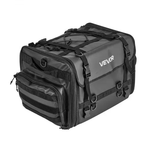 VEVOR Motorrad Hecktasche Rücksitztasche (40-60 L) mit wasserfester Regenabdeckung, Motorrad-Gepäckaufbewahrung, Gepäckträgertasche mit Schultergurt & elastischer Kordel, Motorradgepäck Schwarz – Bild 9