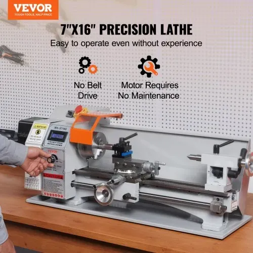 VEVOR Metalldrehmaschine 17,8×40,6cm Drehbank Metall 50-2500U/min Tischdrehbank Tischdrehmaschine 800W 9x metrische (von 0,5 bis 3 mm) 10x zöllige (von 10 bis 44 TPI) Gewinde MT5 Spindelkonus VEVOR Metalldrehmaschine 17,8×40,6cm Drehbank Metall 50-2500U/min Tischdrehbank Tischdrehmaschine 800W 9x metrische (von 0,5 bis 3 mm) 10x zöllige (von 10 bis 44 TPI) Gewinde MT5 Spindelkonus