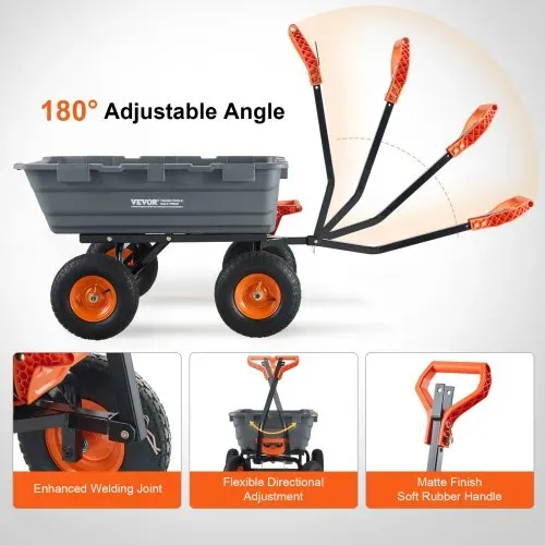 VEVOR Transportwagen, Gartenkarre mit leicht zu montierendem Stahlrahmen, Gartenwagen mit umwandelbarem 2-in-1-Griff, Mehrzweck-Schubkarre mit 680 kg Kapazität, 33 cm Reifen – Bild 6