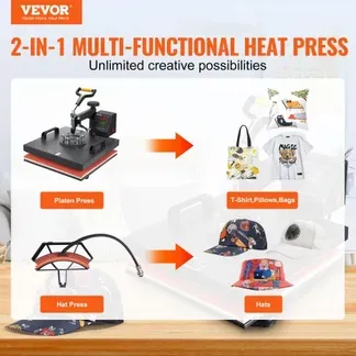 VEVOR Transferpresse 38 x 38 cm, Wärmepresse 220 V, Transferpresse 1200 W, Textilpresse 14 x 7,6 cm, Hemdenpresse Max. 250 °C, Sublimationspresse, Hobby T-Shirt Presse VEVOR Transferpresse 38 x 38 cm, Wärmepresse 220 V, Transferpresse 1200 W, Textilpresse 14 x 7,6 cm, Hemdenpresse Max. 250 °C, Sublimationspresse, Hobby T-Shirt Presse