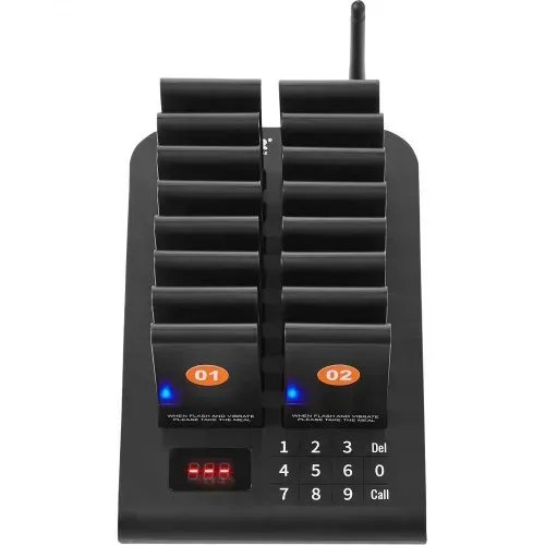 VEVOR Restaurant-Pager-System, kabelloses Warteschlangensignal mit 500 m Reichweite, Piepser zur Rufannahme von Gästen mit Vibration und Blinken, 16 Pager für Imbisswagen, Kirche – Bild 8