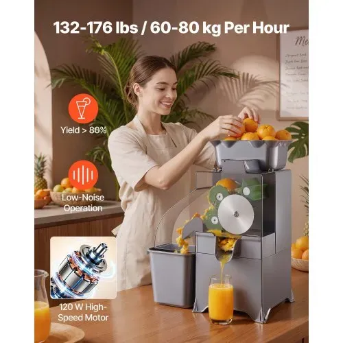 VEVOR Gewerbliche Orangenpresse Elektrische Zitruspresse 100 W Edelstahl, Elektrische Saftpresse mit Einzelnem Schalenbehälter, Entsafter für Zitronen Zitrusfrüchte Granatäpfel mit PC-Abdeckung VEVOR Gewerbliche Orangenpresse Elektrische Zitruspresse 100 W Edelstahl, Elektrische Saftpresse mit Einzelnem Schalenbehälter, Entsafter für Zitronen Zitrusfrüchte Granatäpfel mit PC-Abdeckung