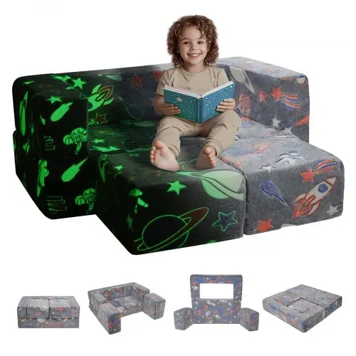 VEVOR Spielsofa Kindersofa aus 25D-Schaum Bausteine 10-teilig, Kinderspielsofa mit abnehmbarem Bezug 90 kg belastbarer Kindercouch, umwandelbares Kindersofa Spielzimmermöbel im Dunkeln Leuchten VEVOR Spielsofa Kindersofa aus 25D-Schaum Bausteine 10-teilig, Kinderspielsofa mit abnehmbarem Bezug 90 kg belastbarer Kindercouch, umwandelbares Kindersofa Spielzimmermöbel im Dunkeln Leuchten