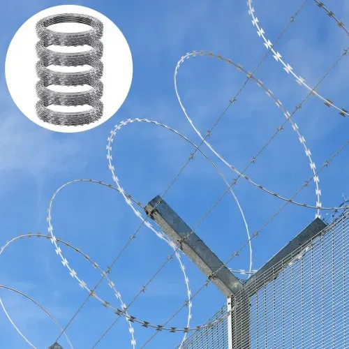 VEVOR Natodraht 75 m (5 Rollen x 15 m) Stacheldraht Spirale Sperrdraht Stacheldrahtzaun (0,51 mm) scharfe Klingen und (ca. 4 mm) dicke Kerndrähte Maschendraht für außergewöhnlichen Spiralschutz – Bild 7
