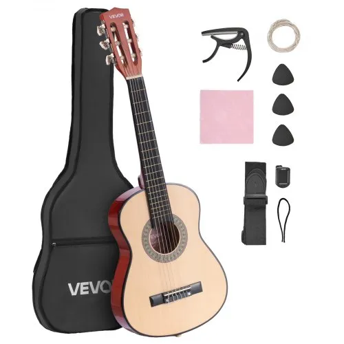 VEVOR Konzertgitarre, 780 mm, Klassikgitarren-Starter-Set für Anfänger, mit Nylonsaiten, Gigbag, Gurt, Stimmgerät, zusätzlichen Saiten, Plektren, Kapodaster, Linde, für Einsteiger, Natur VEVOR Konzertgitarre, 780 mm, Klassikgitarren-Starter-Set für Anfänger, mit Nylonsaiten, Gigbag, Gurt, Stimmgerät, zusätzlichen Saiten, Plektren, Kapodaster, Linde, für Einsteiger, Natur