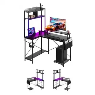 VEVOR Gaming Tisch L Form 1,2 m, Eck-Computertisch mit Monitorständer, Steckdosen, Verschiebbarem CPU-Ständer & Ablage, Eckschreibtisch 68 kg Tragfähigkeit, Gamertisch für Homeoffice VEVOR Gaming Tisch L Form 1,2 m, Eck-Computertisch mit Monitorständer, Steckdosen, Verschiebbarem CPU-Ständer & Ablage, Eckschreibtisch 68 kg Tragfähigkeit, Gamertisch für Homeoffice