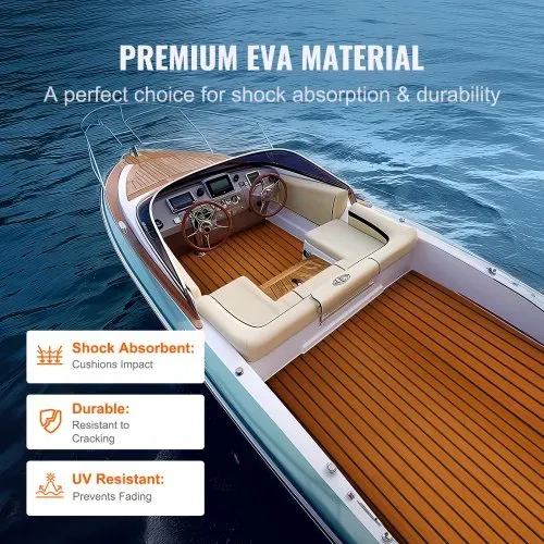 VEVOR Bootsboden, EVA-Schaum-Bootsdeck, 2400 x 900 x 6 mm, rutschfester, selbstklebender Bodenbelag, 21600 cm² großer Meeresteppich für Boote, Yachten, Pontons, Kajakdecks – Bild 3