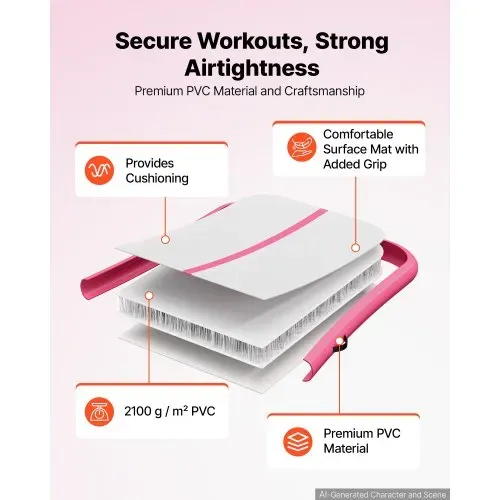 VEVOR Aufblasbare Gymnastikmatte 300x100x20 cm Airtrack-Turnmatte für Training, Wettkampfsport & Yoga, mit Rutschfester Oberfläche, 600-W-Elektroluftpumpe, Reparaturflicken, Düsen & Tasche, Rosa – Bild 2